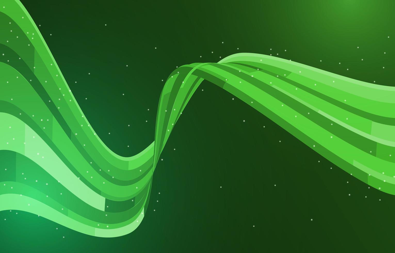 modern grön vågbakgrund med partiklar vektor