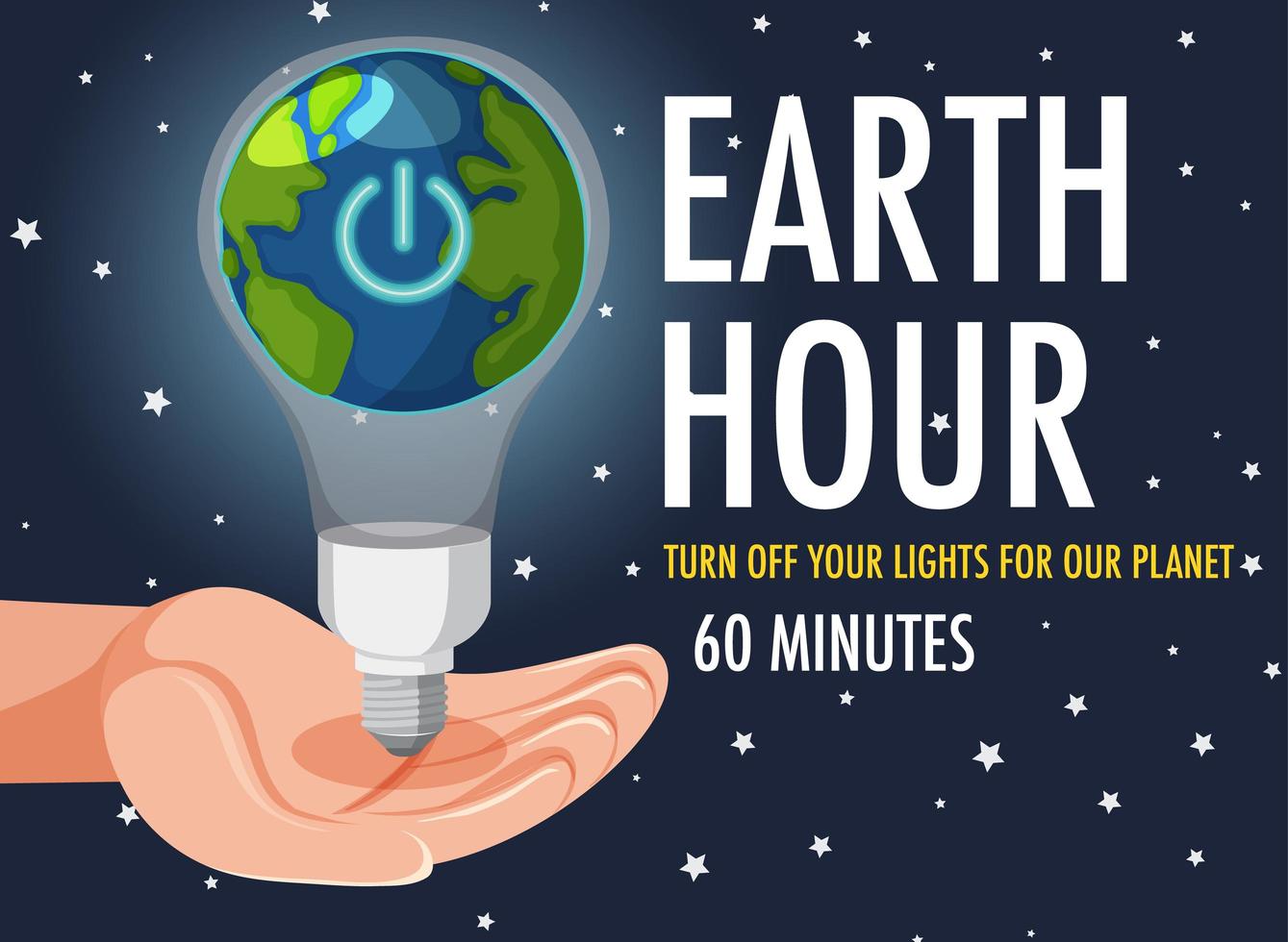 Earth Hour-kampanjaffisch eller banner stänger av dina lampor för vår planet 60 minuter vektor