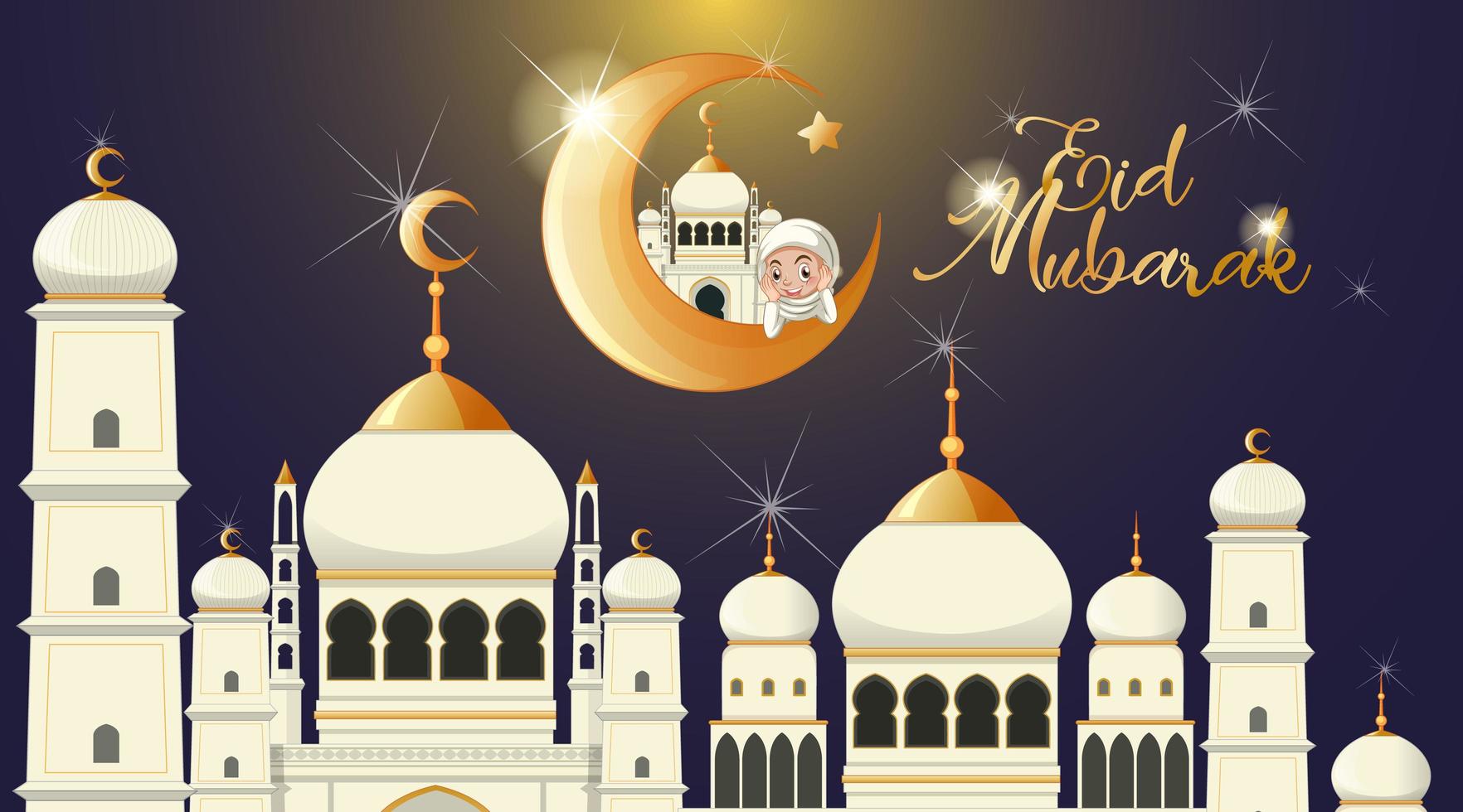 bakgrundsdesign för muslimsk festival eid mubarak vektor