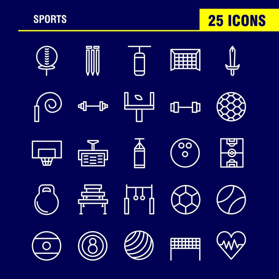 Sportlinie Icon Pack für Designer und Entwickler Icons von Ball Golf T-Shirt Sport Cricket Stumps Wicket Sport Vektor