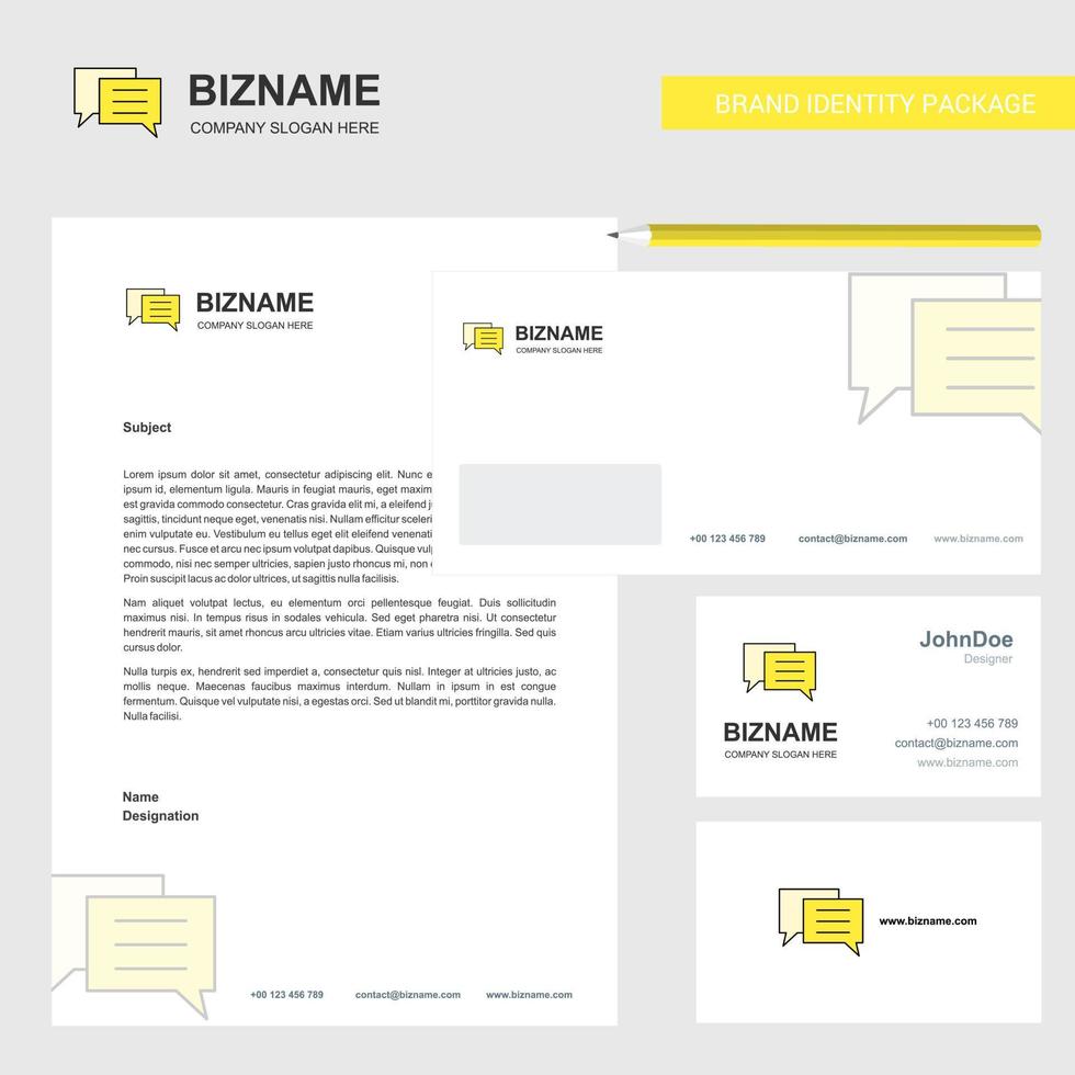 Chat-Blase Business-Briefkopf-Umschlag und Visitenkarte Design-Vektor-Vorlage vektor