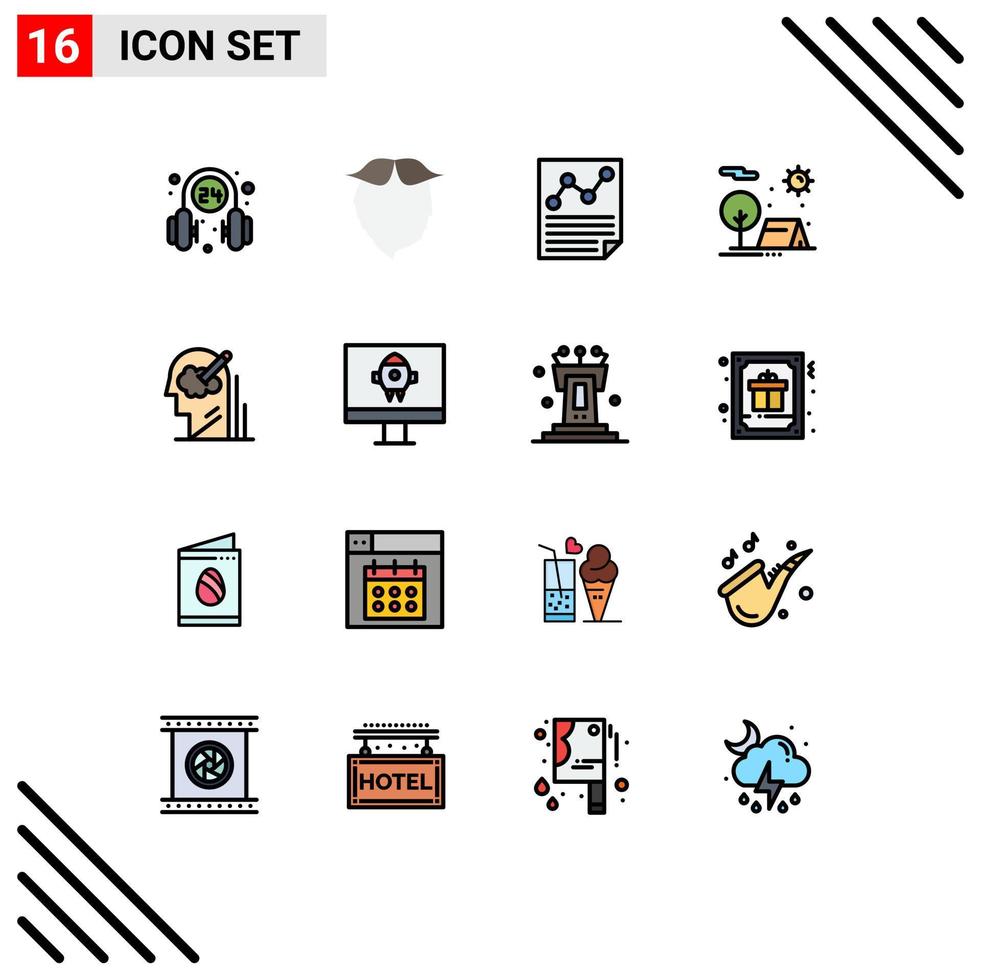 16 kreative Symbole, moderne Zeichen und Symbole des Urlaubsabenteuers, bearbeitbare kreative Vektordesign-Elemente für Berichtsbriefe vektor
