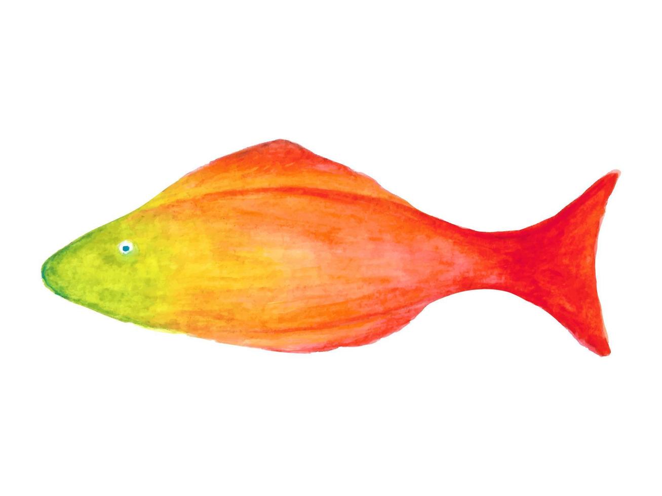 vattenfärg tecknad serie fisk. hand dragen vektor illustration av under vattnet invånare isolerat på vit bakgrund.