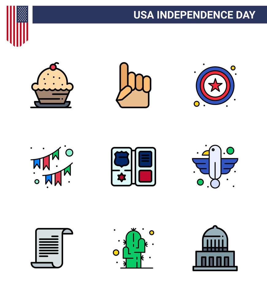 9 kreative usa-symbole moderne unabhängigkeitszeichen und 4. juli symbole der buchparty amerikanische dekoration amerikanische editierbare usa-tag-vektordesignelemente vektor