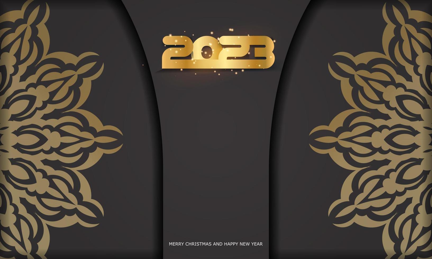 schwarze und goldene Farbe. 2023 guten Rutsch ins Neue Jahr-Grußhintergrund. vektor
