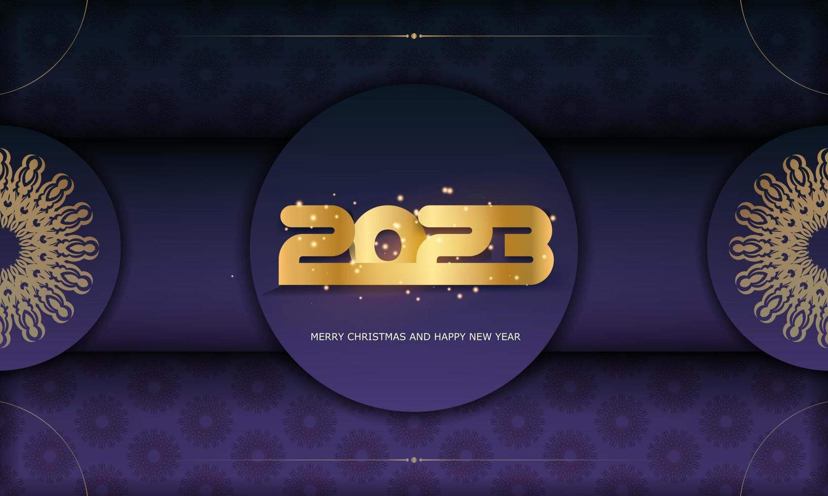 blaue und goldene Farbe. Frohes neues Jahr 2023 Grußkarte. vektor