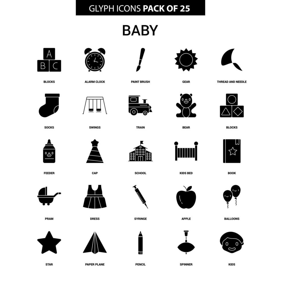 Baby-Glyphen-Vektor-Icon-Set vektor