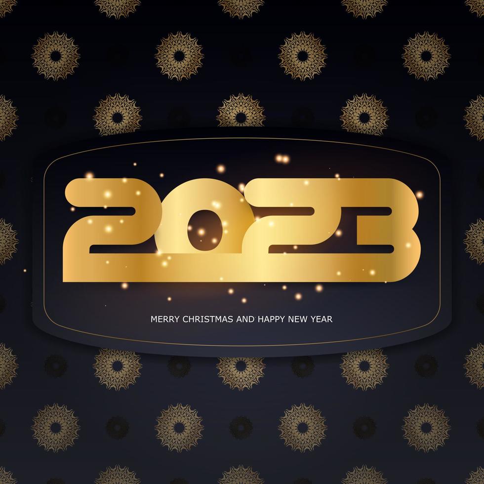 schwarze und goldene Farbe. 2023 Frohes neues Jahr Feiertagsbanner. vektor