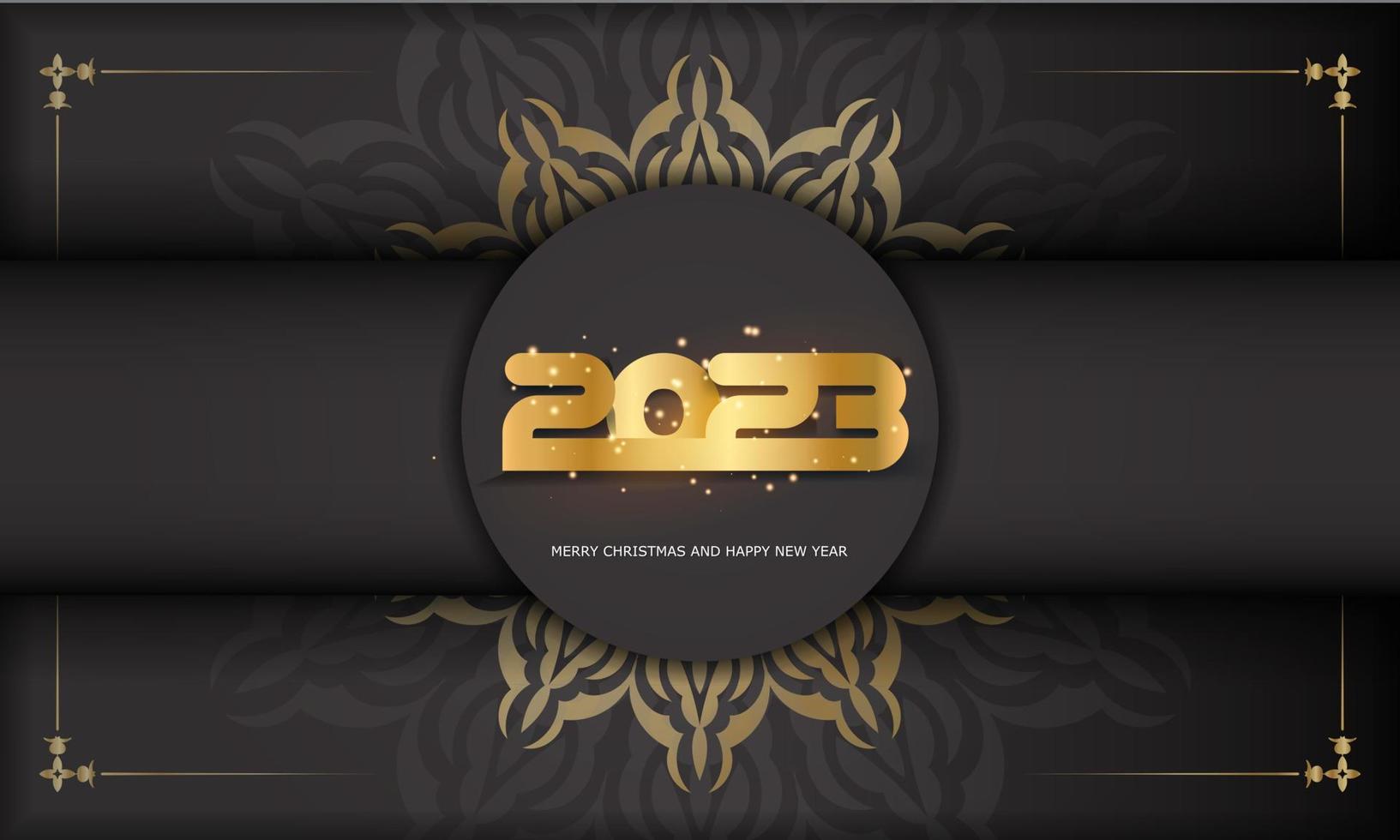 svart och guld Färg. 2023 Lycklig ny år festlig bakgrund. vektor