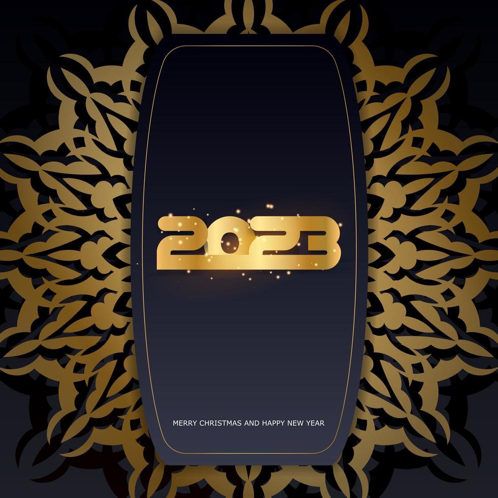 svart och guld Färg. 2023 Lycklig ny år hälsning bakgrund. vektor