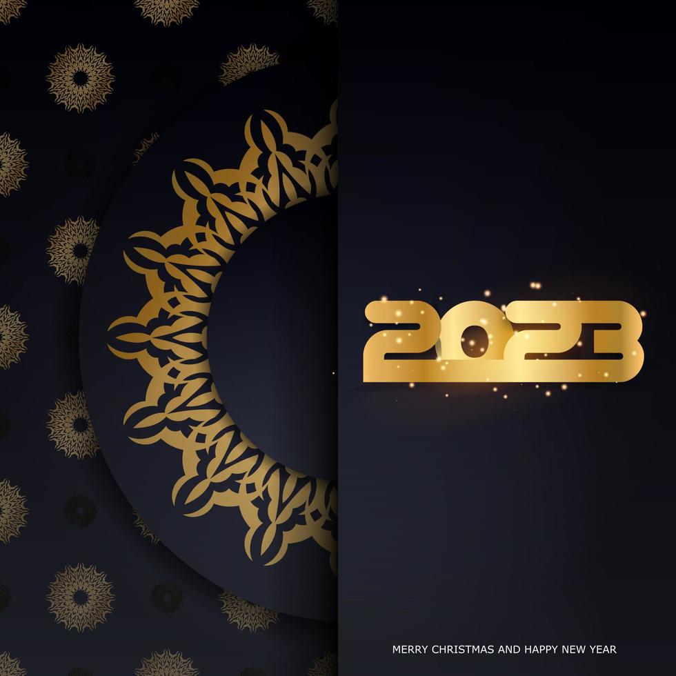 schwarze und goldene Farbe. 2023 Frohes neues Jahr festliche Postkarte. vektor