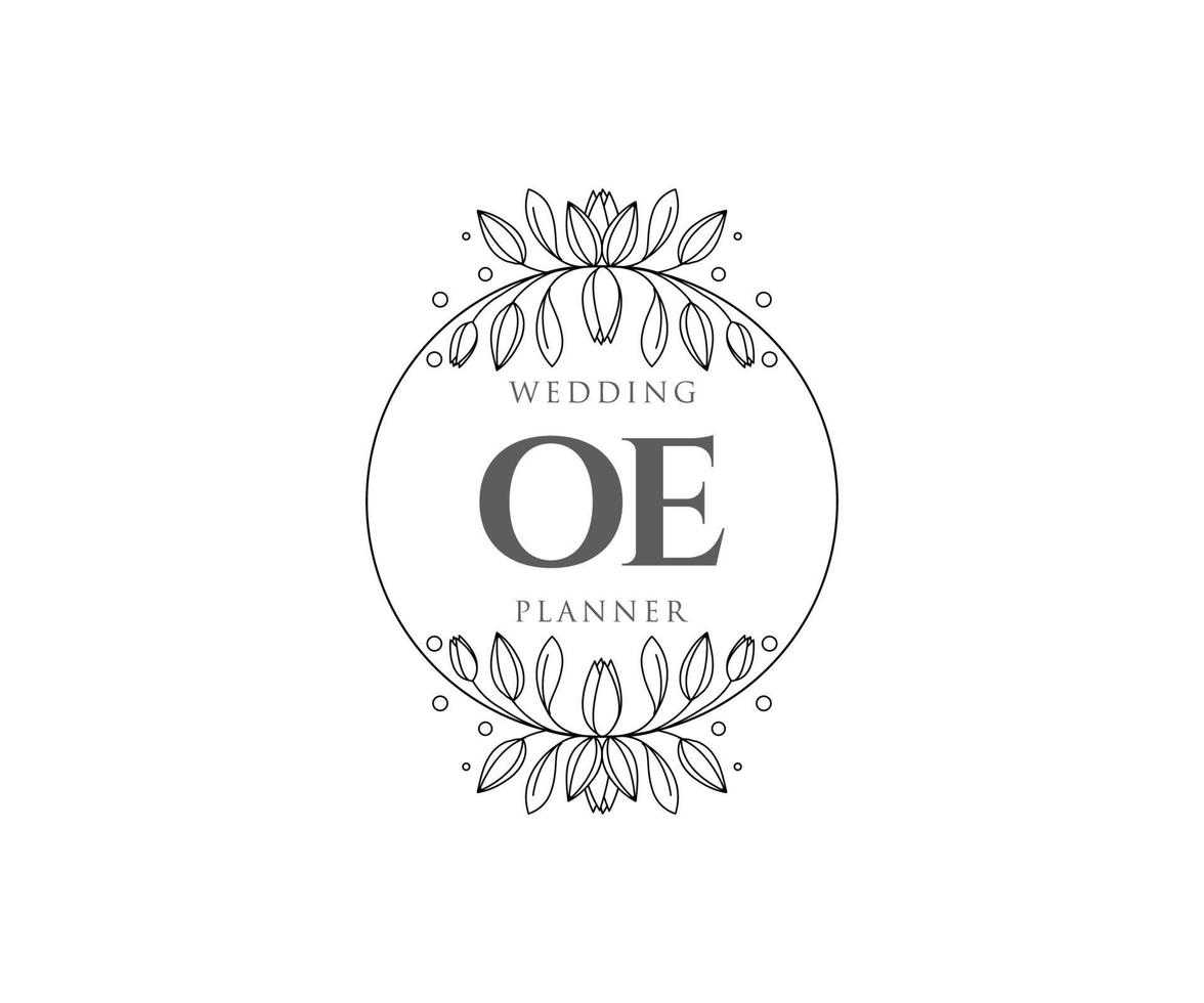 oe initialer brev bröllop monogram logotyper samling, hand dragen modern minimalistisk och blommig mallar för inbjudan kort, spara de datum, elegant identitet för restaurang, boutique, Kafé i vektor