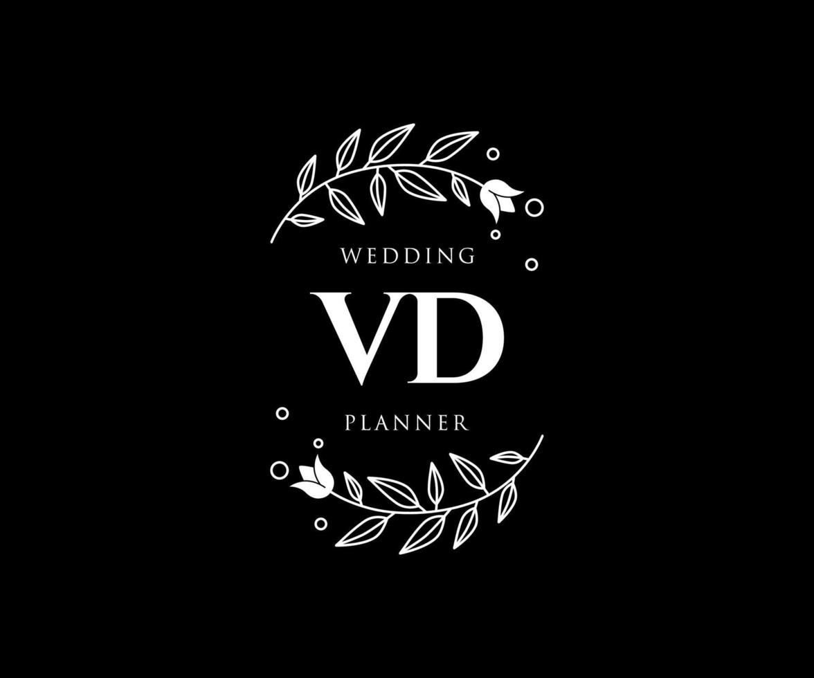 vd initialen brief hochzeitsmonogramm logos sammlung, handgezeichnete moderne minimalistische und florale vorlagen für einladungskarten, save the date, elegante identität für restaurant, boutique, café im vektor