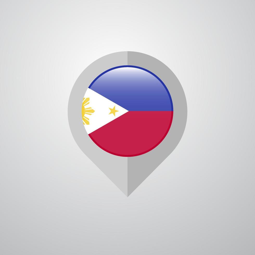 Kartennavigationszeiger mit Designvektor der philippinischen Flagge vektor