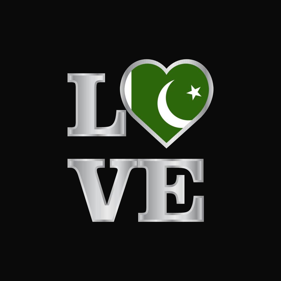 liebe typografie pakistan flag design vektor schöne beschriftung