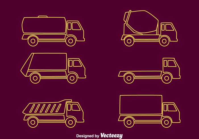 Trucks Line Collection Vektor