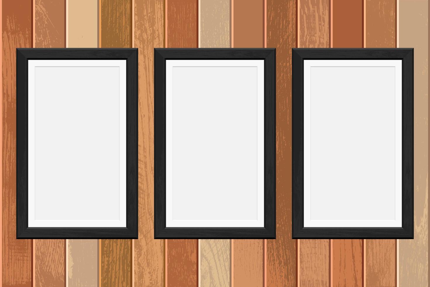 träfotoramar på en plankabakgrund vektor