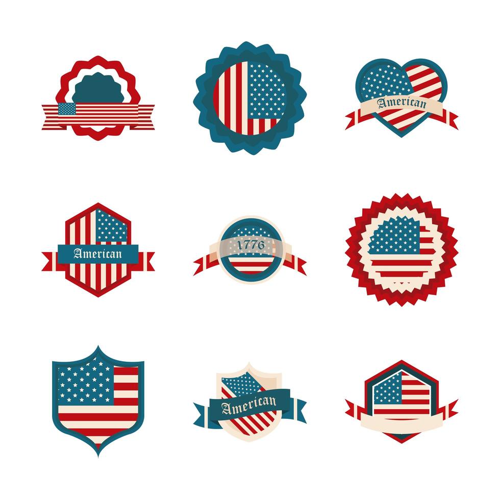 USA Unabhängigkeitstag Farbe Icon Set vektor