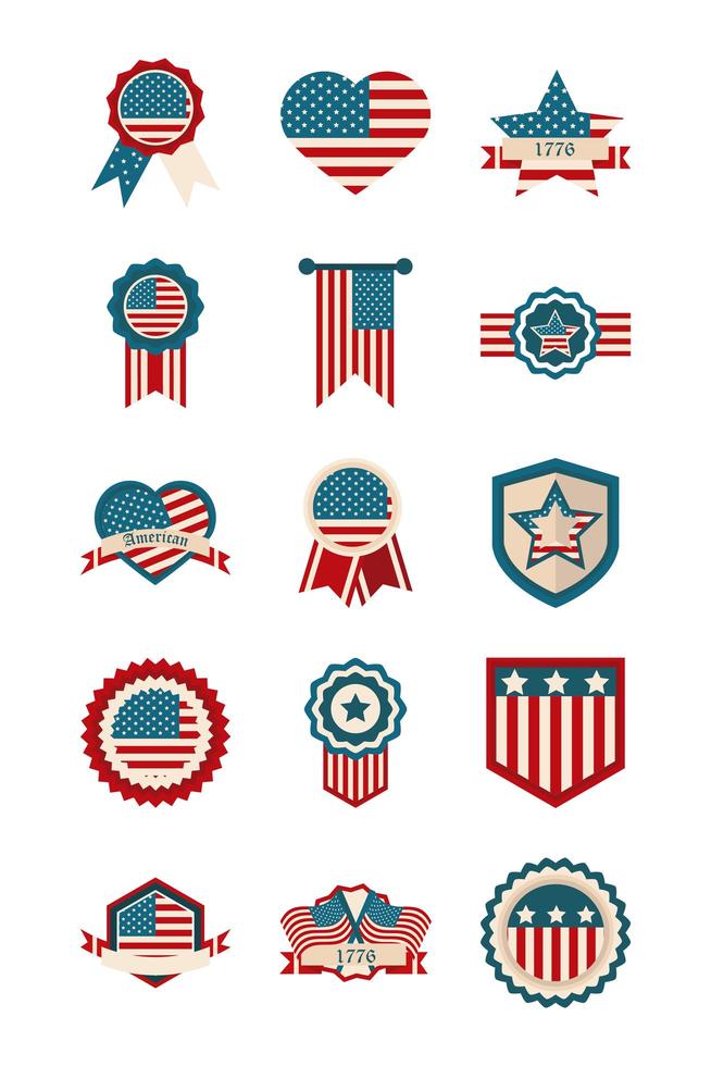 USA Unabhängigkeitstag Farbe Icon Set vektor