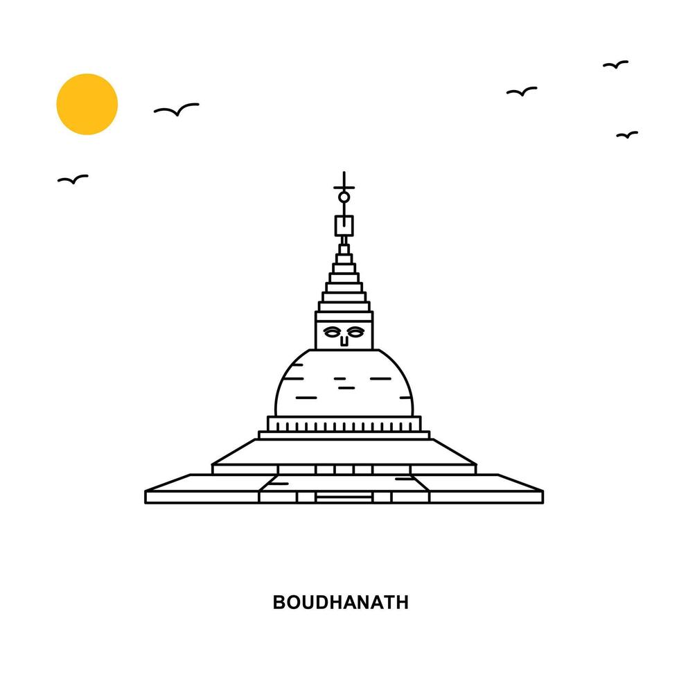 boudhanath monument värld resa naturlig illustration bakgrund i linje stil vektor