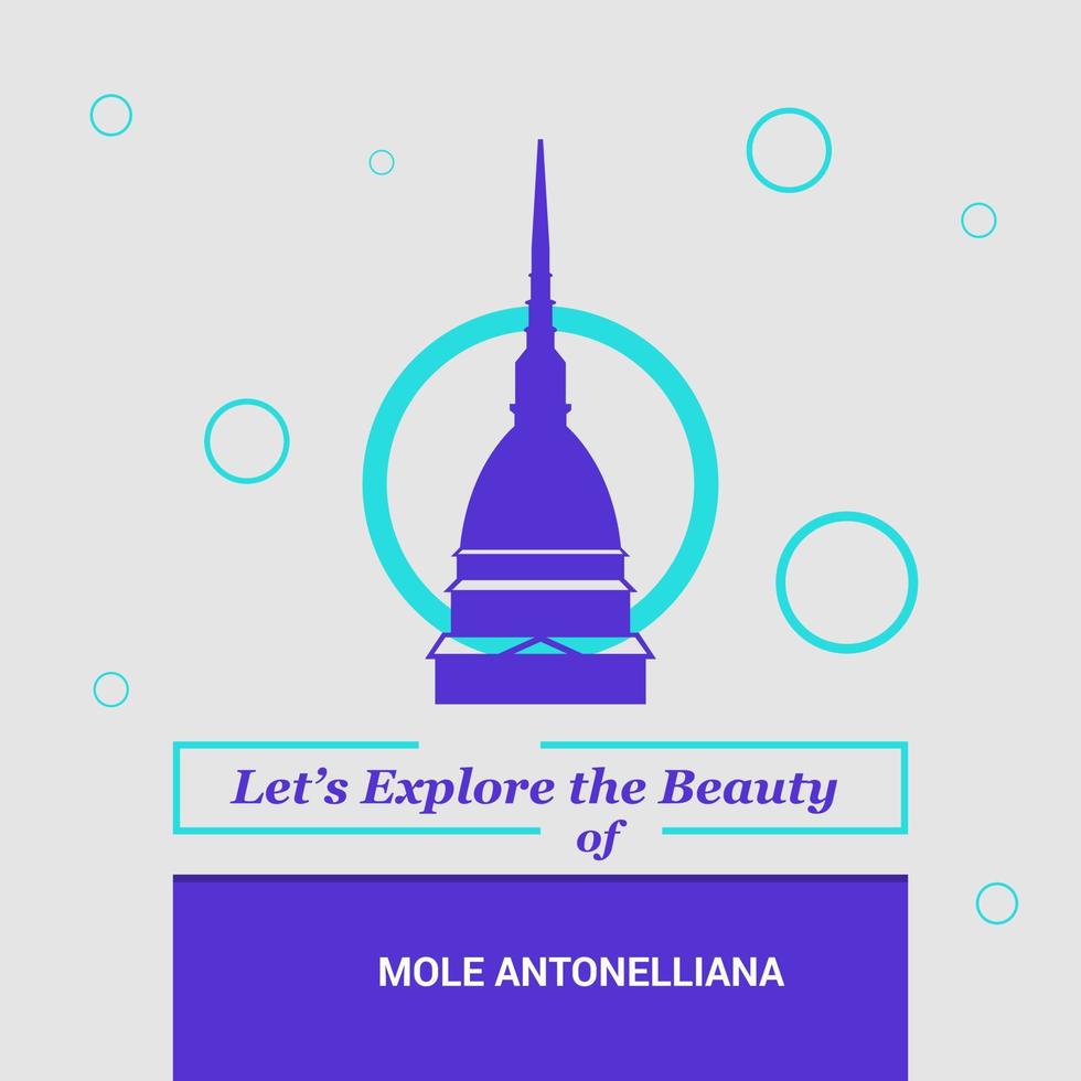 Lassen Sie uns die Schönheit der italienischen Wahrzeichen Mole Antonelliana erkunden vektor