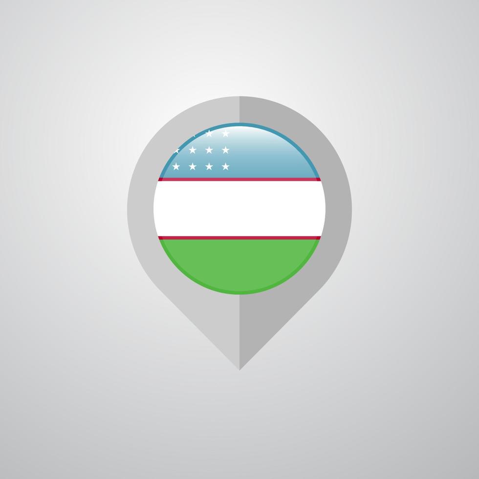 Karta navigering pekare med uzbekistan flagga design vektor