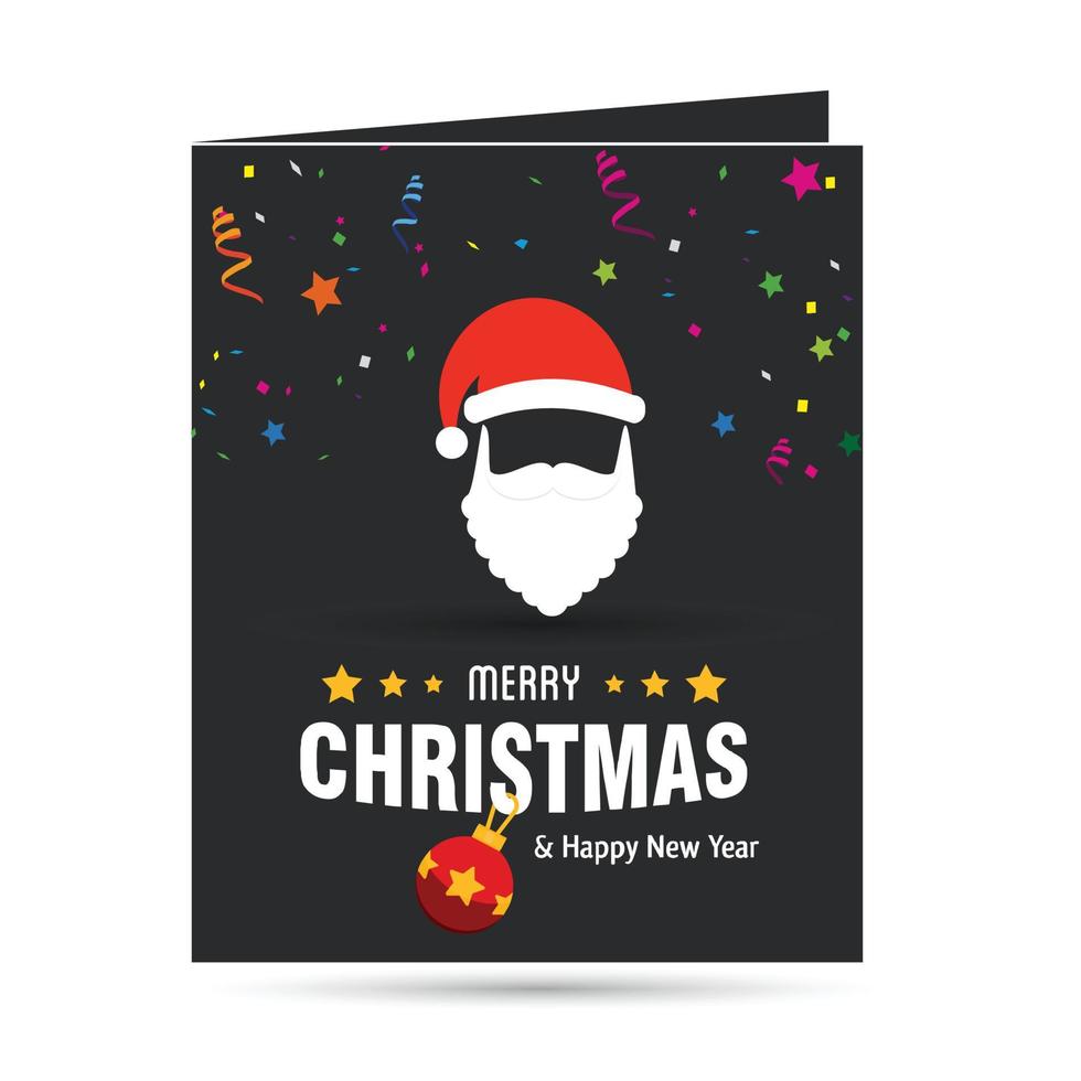 glad jul kort med mörk bakgrund med kreativ design och typografi vektor