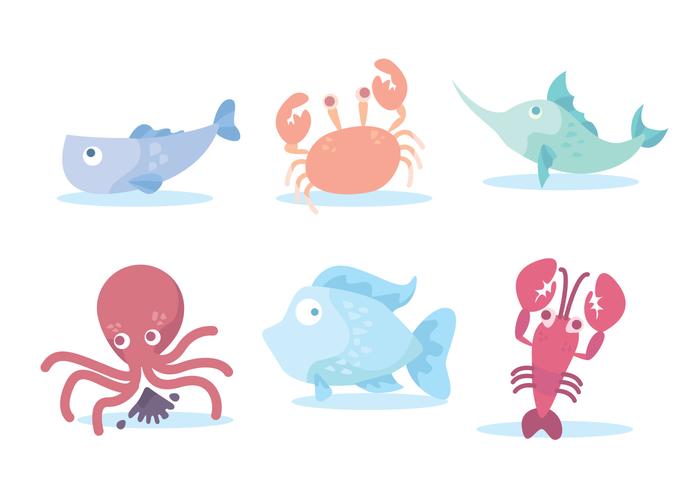 Colorful Seafood Vector