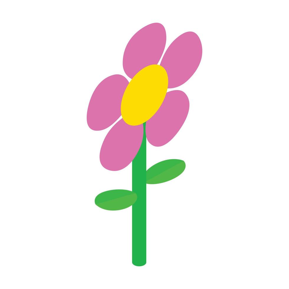 rosa Blumensymbol, isometrischer 3D-Stil vektor