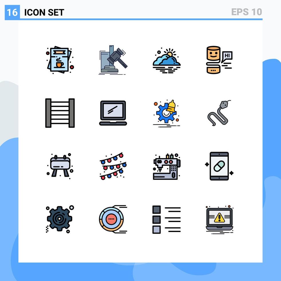 modern uppsättning av 16 platt Färg fylld rader och symboler sådan som gränssnitt konversation gränssnitt dom väder dimma redigerbar kreativ vektor design element