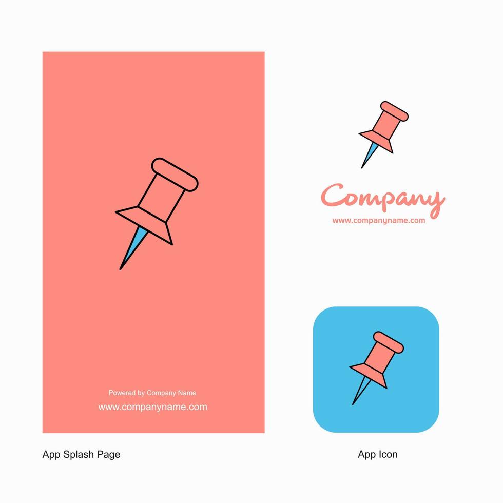 Papier-Pin-Firmenlogo-App-Symbol und Splash-Page-Design kreative Business-App-Design-Elemente vektor