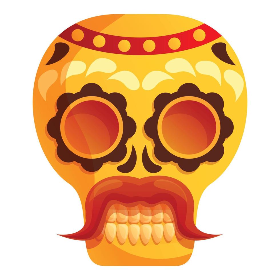 mexikansk skalle med mustasch ikon, tecknad serie stil vektor