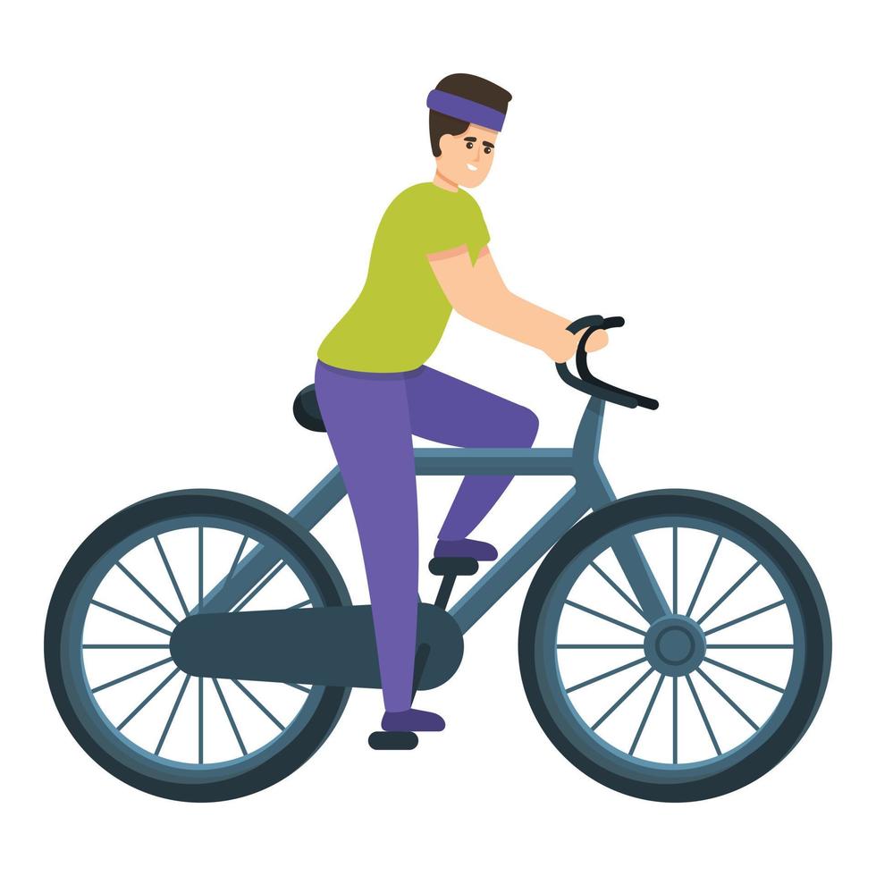 unge rida cykel ikon, tecknad serie stil vektor