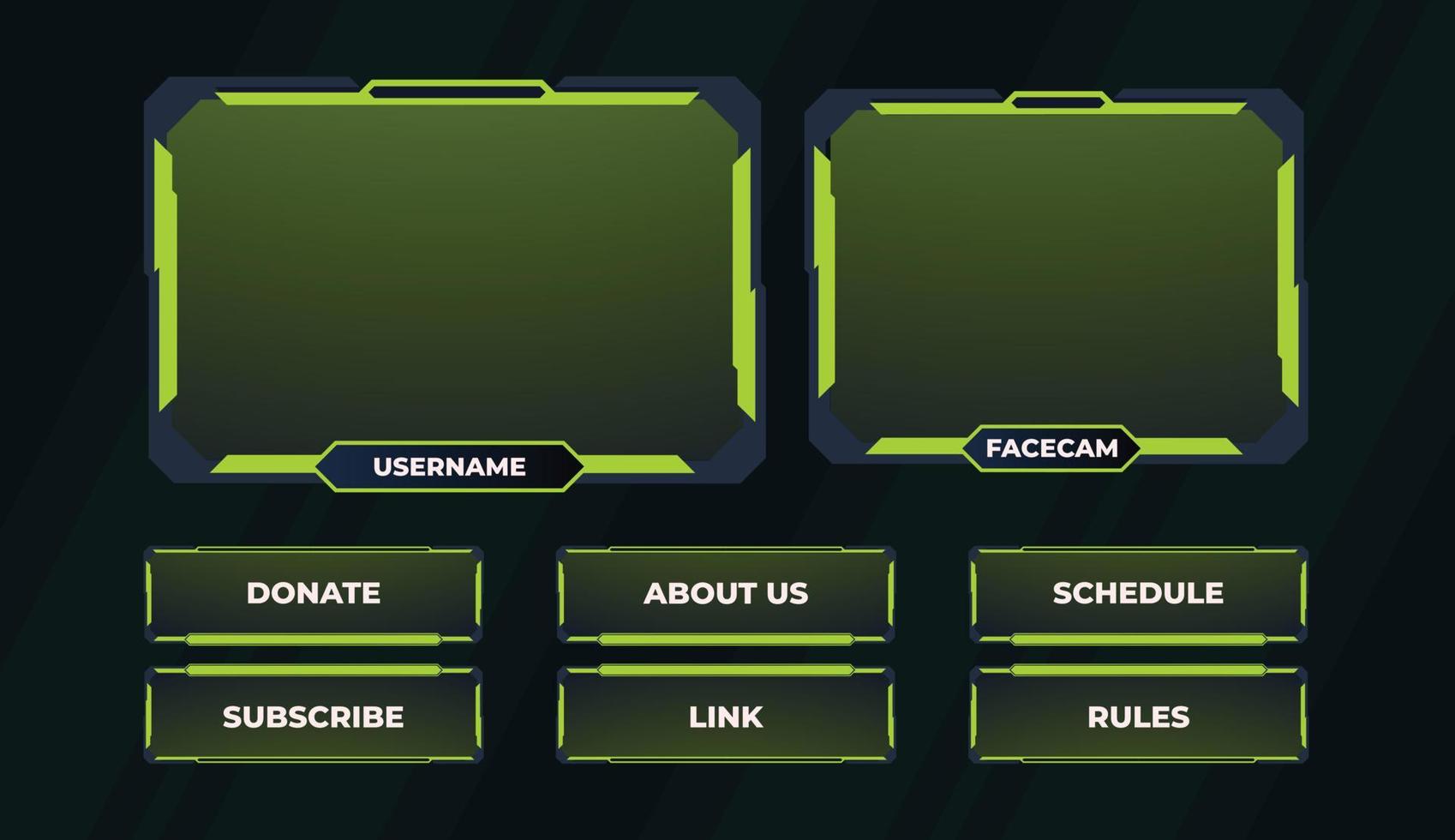 Twitch-Panels mit grünem Stream-Design vektor