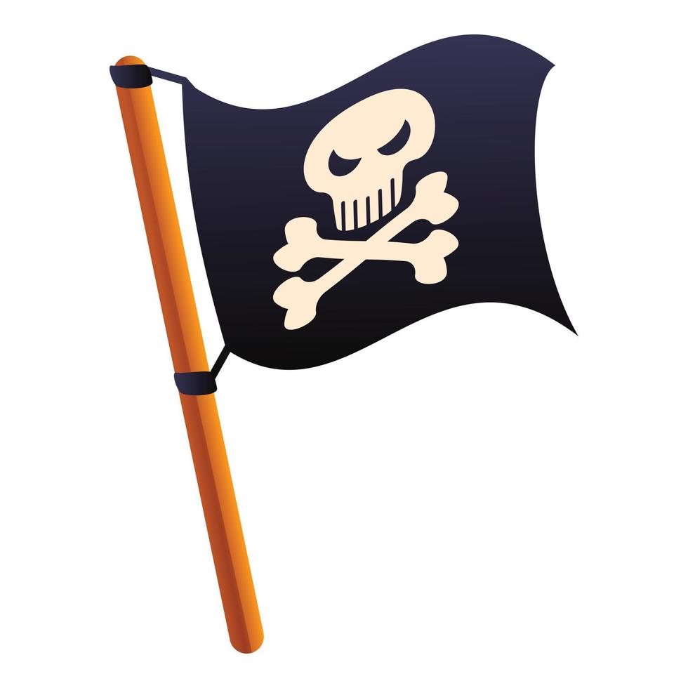 pirat flagga ikon, tecknad serie stil vektor