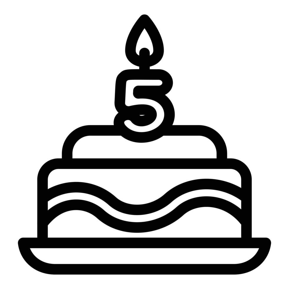 födelsedag kaka ikon, översikt stil vektor