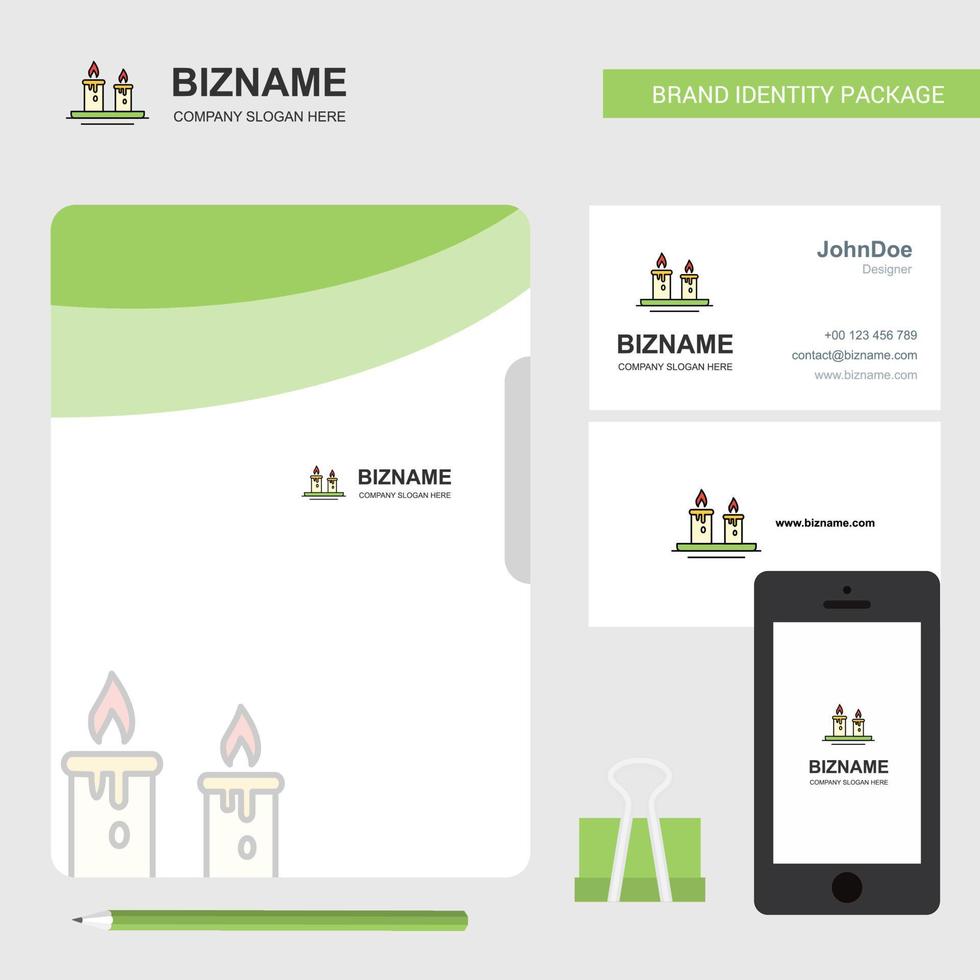 Kerzen Business Logo File Cover Visitenkarte und mobile App Design Vector Illustration