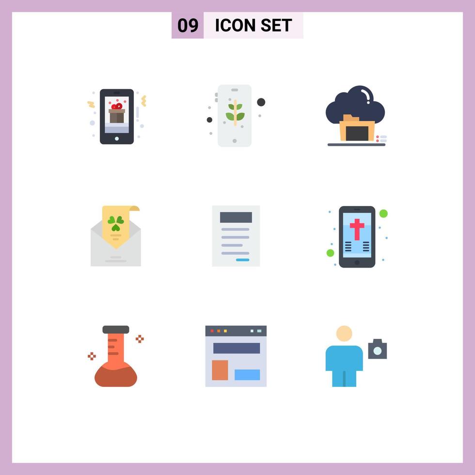 9 universelle flache Farbzeichen Symbole für Grußpost sichere e-Daten editierbare Vektordesign-Elemente vektor