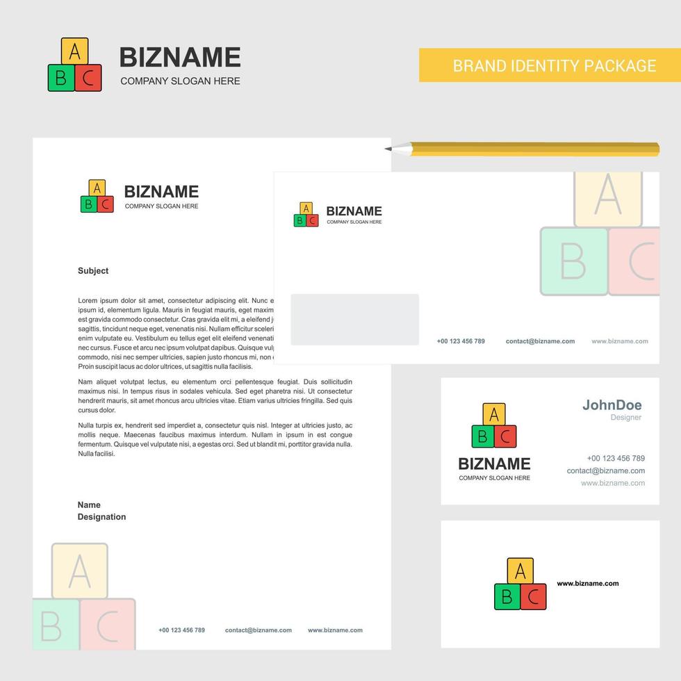 alfabet block företag brev kuvert och besöker kort design vektor mall