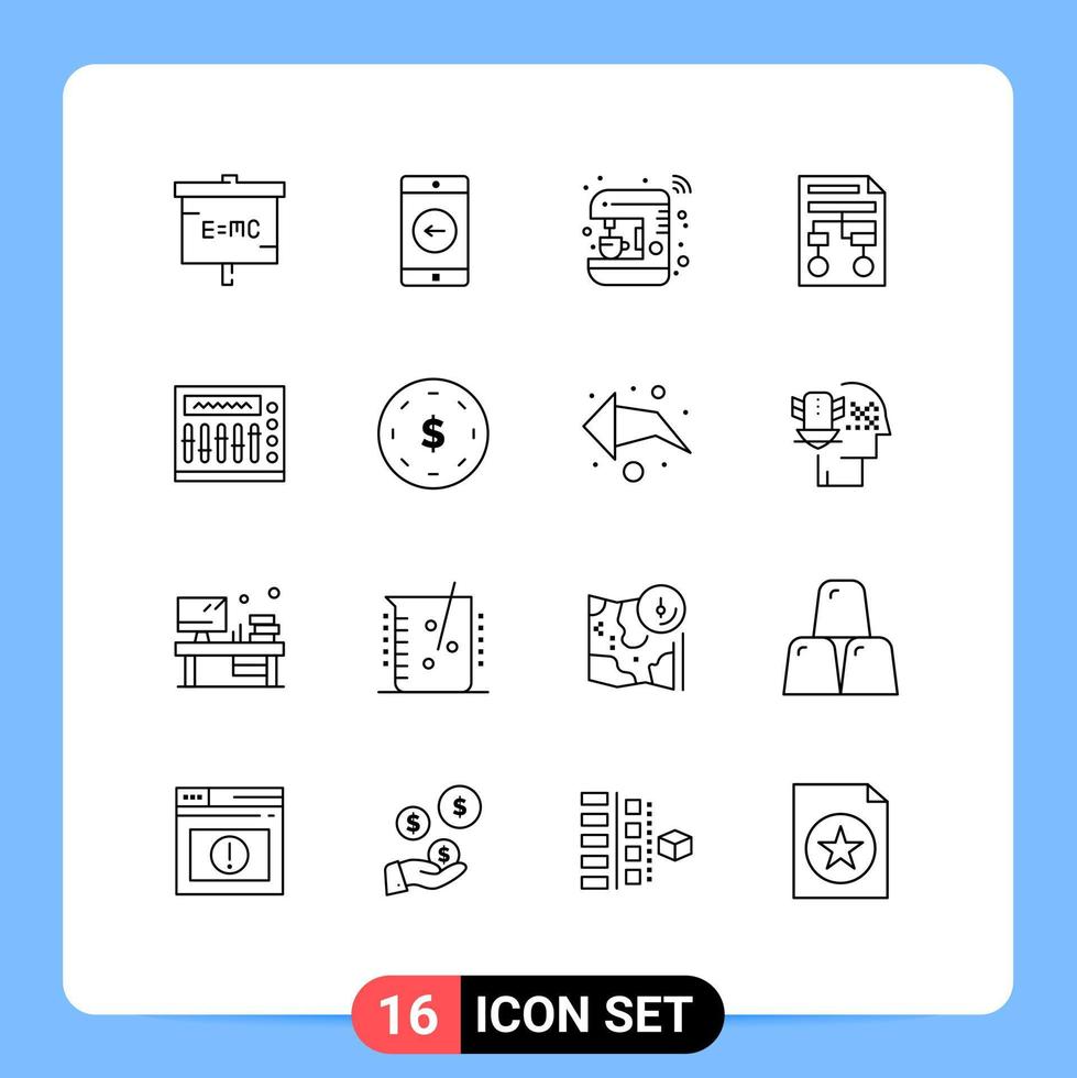 översikt packa av 16 universell symboler av trådmodell papper vänster Graf tillverkare redigerbar vektor design element