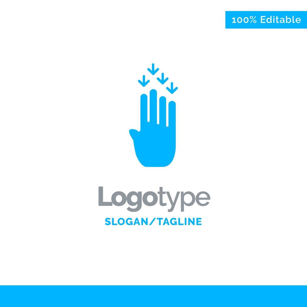 finger fyra gest ner blå fast logotyp mall plats för Tagline vektor