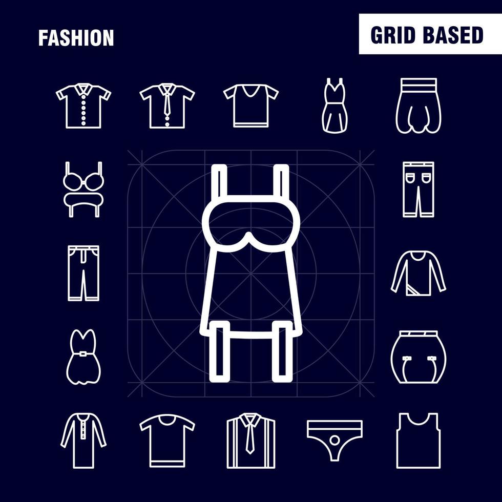 Fashion-Line-Icons für Infografiken, mobiles Uxui-Kit und Druckdesign, umfassen Fön, Friseur, Haare, Make-up, Oberteil, Bekleidungskollektion, modernes Infografik-Logo und Piktogramm-Vektor vektor