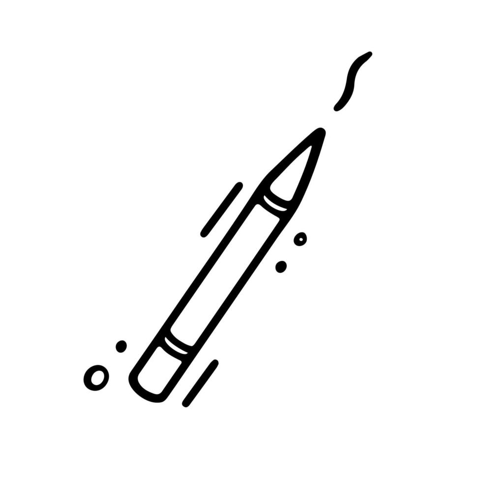 kosmetisches Symbol. Schminkstift im Doodle-Stil. frauenmaterial, öko-mädchenzubehörkonzept. vektor hand gezeichnete flache illustration isoliert auf weiß.