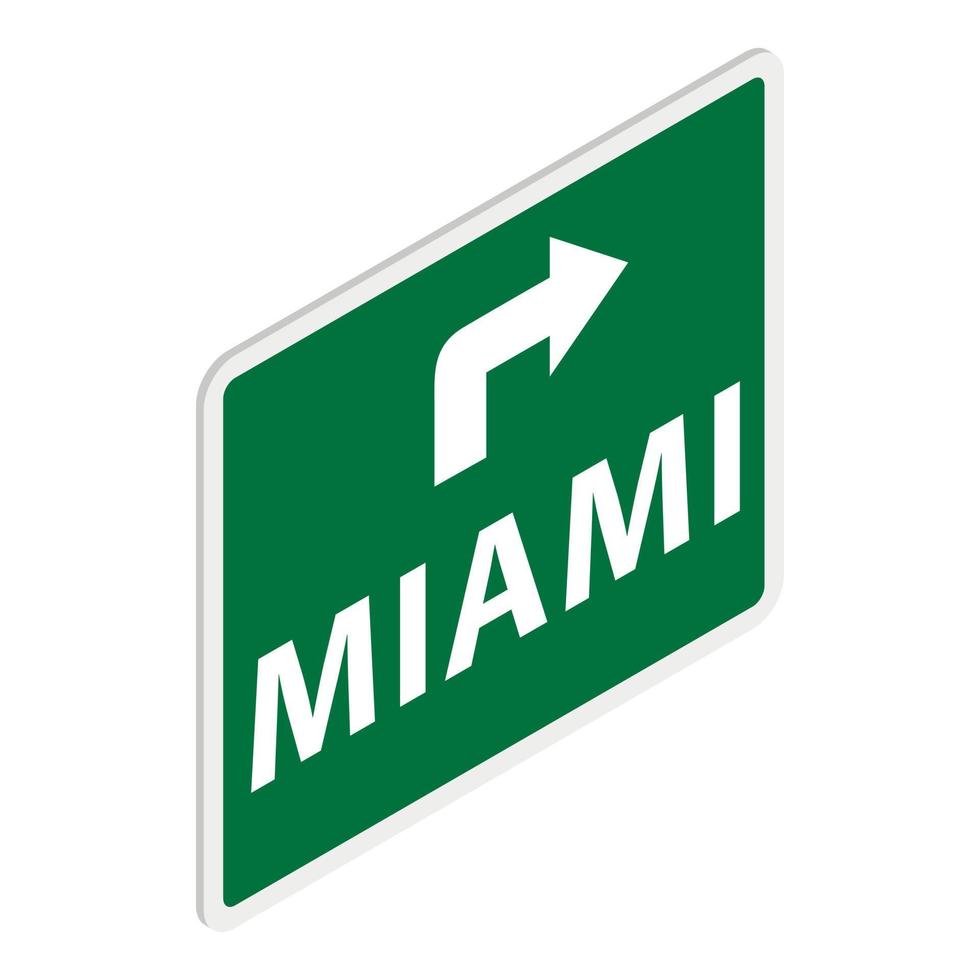 Straßenschild mit Miami-Symbol, isometrischer 3D-Stil vektor