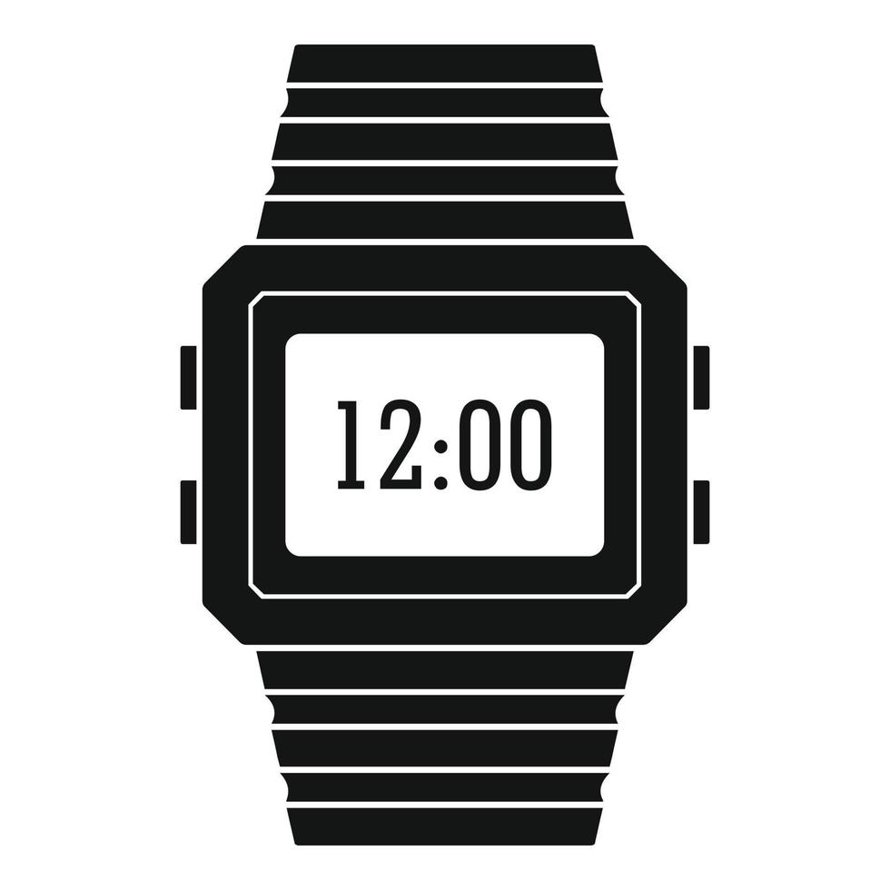 armbandsur ikon, enkel svart stil vektor