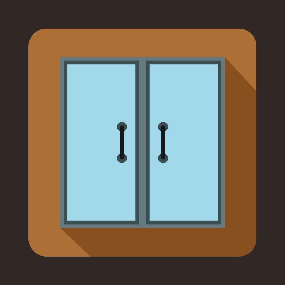 två glas dörrar ikon, platt stil vektor