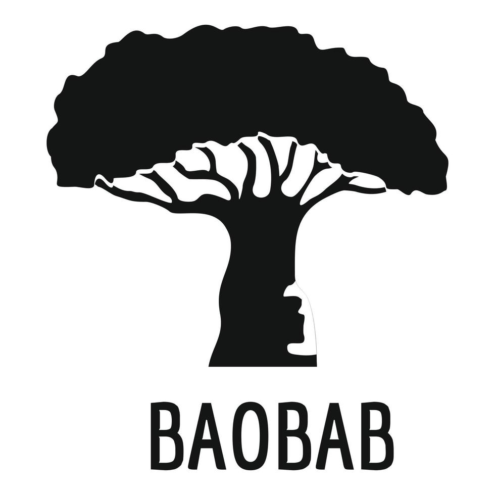 baobab träd ikon, enkel svart stil vektor