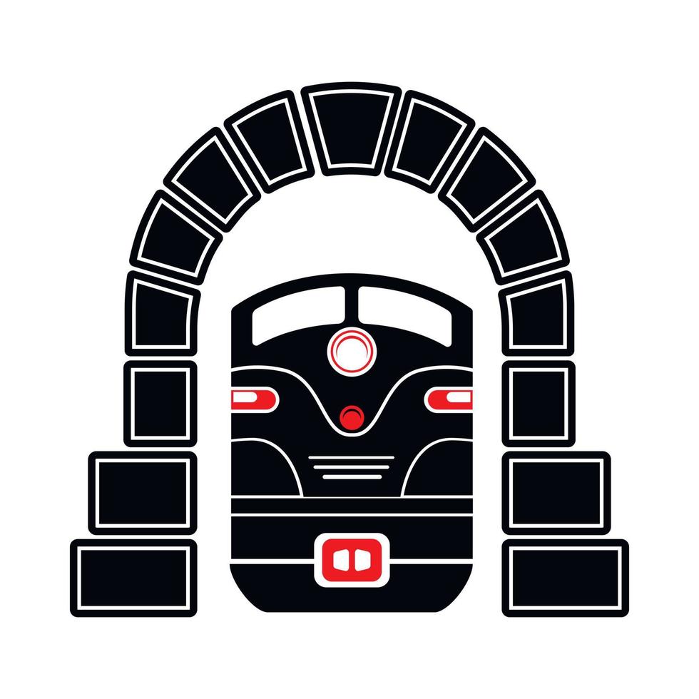 tåg i tunnel ikon, enkel stil vektor