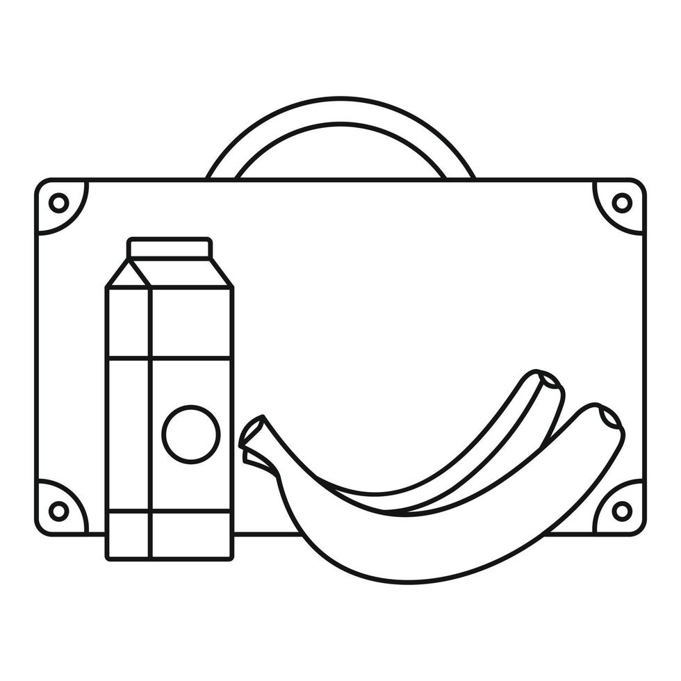 Milchbananen-Mittagessen-Symbol, Umrissstil vektor