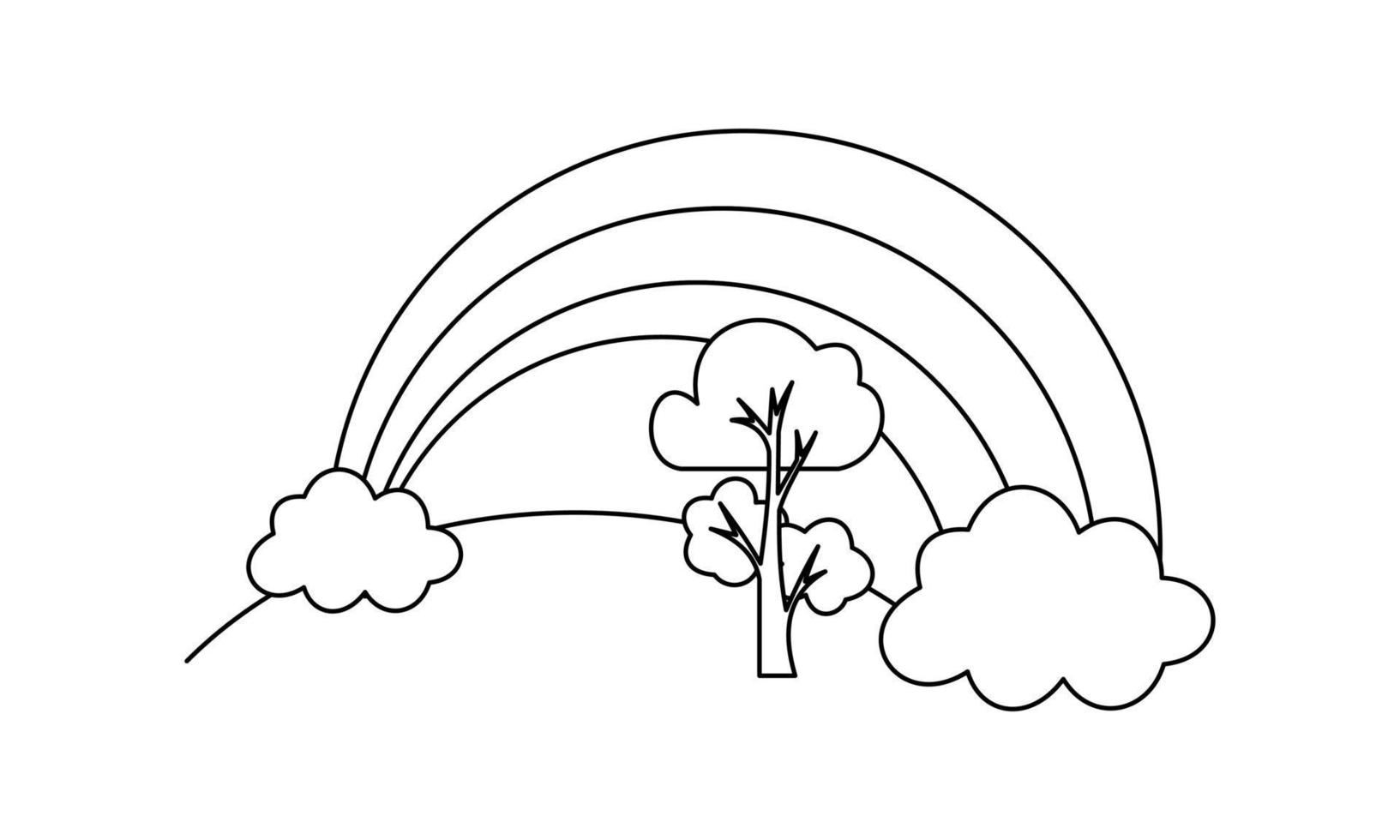 Regenbogen süße Malvorlagen Malbuch. Cartoon-Illustration. vektor